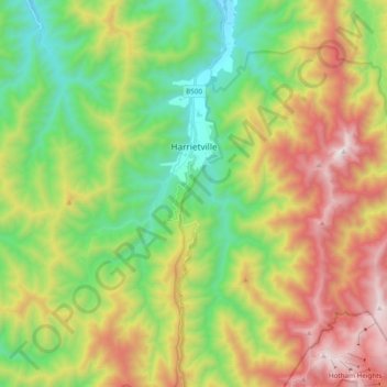 Mapa topográfico Harrietville, altitud, relieve