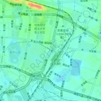 Mapa topográfico 首义路街道, altitud, relieve