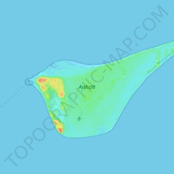 Mapa topográfico Anholt, altitud, relieve