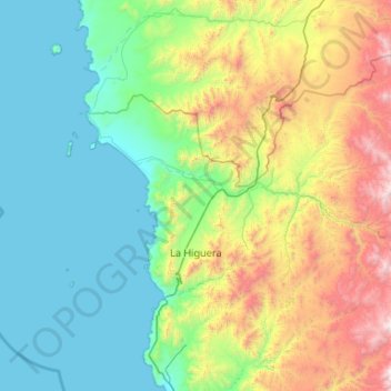 Mapa topográfico La Higuera, altitud, relieve