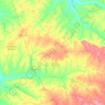 Mapa topográfico Lavre, altitud, relieve