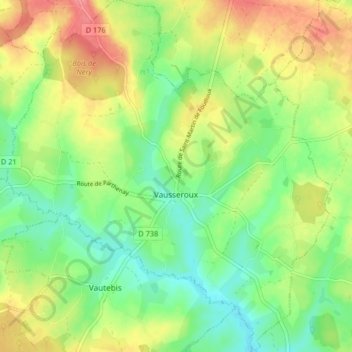 Mapa topográfico Vausseroux, altitud, relieve