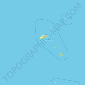 Mapa topográfico Santa Cruz Islands, altitud, relieve