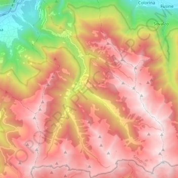 Mapa topográfico Tartano, altitud, relieve