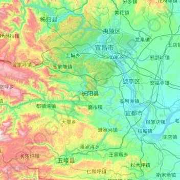 Mapa topográfico Changyang Tujia Autonomous County, altitud, relieve
