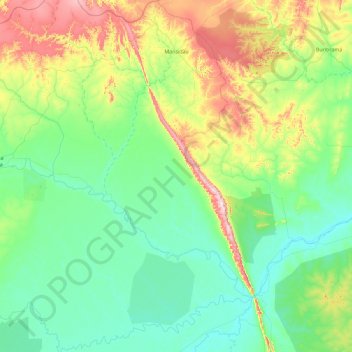 Mapa topográfico Mansidão, altitud, relieve