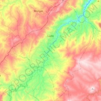 Mapa topográfico Ludo, altitud, relieve
