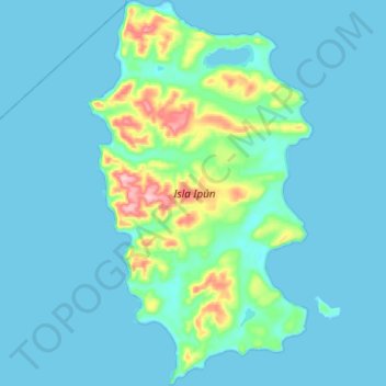 Mapa topográfico Isla Ipún, altitud, relieve