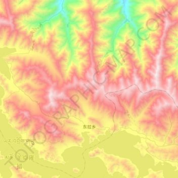 Mapa topográfico 东拉乡, altitud, relieve