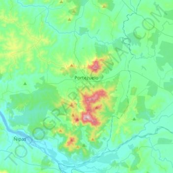 Mapa topográfico Portezuelo, altitud, relieve