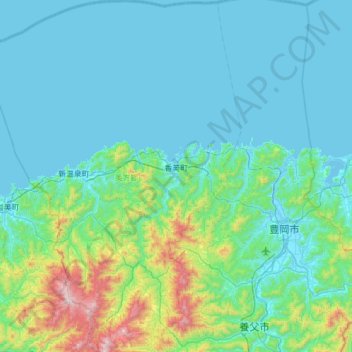 Mapa topográfico Kami, altitud, relieve