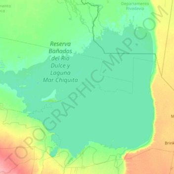 Mapa topográfico Mar Chiquita, altitud, relieve