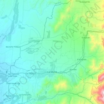 Mapa topográfico La Maná, altitud, relieve
