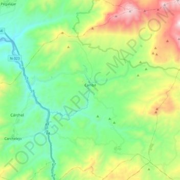 Mapa topográfico Cambil, altitud, relieve