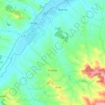 Mapa topográfico Faudoas, altitud, relieve