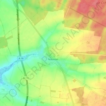 Mapa topográfico Nouvion, altitud, relieve