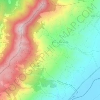 Mapa topográfico Aldeia do Souto, altitud, relieve