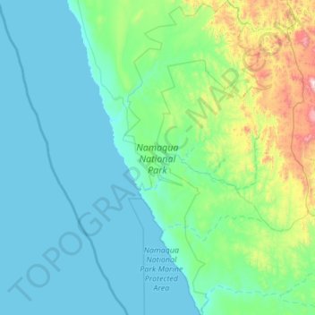 Mapa topográfico Namaqua National Park, altitud, relieve