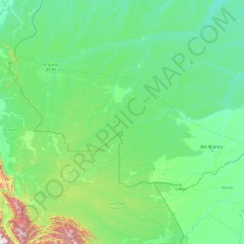 Mapa topográfico Acre, altitud, relieve