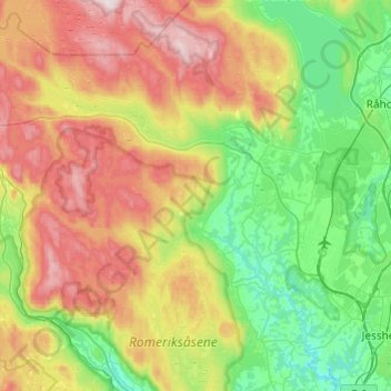 Mapa topográfico Nannestad, altitud, relieve