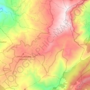 Mapa topográfico Vereda Escobal, altitud, relieve