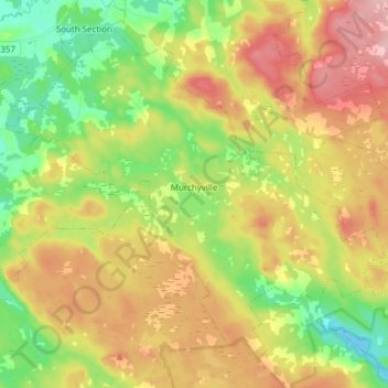 Mapa topográfico Murchyville, altitud, relieve