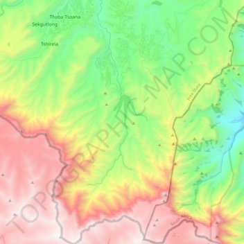 Mapa topográfico Maluti-a-Phofung Ward 20, altitud, relieve