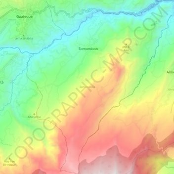 Mapa topográfico Somondoco, altitud, relieve
