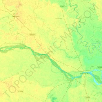 Mapa topográfico Gola, altitud, relieve