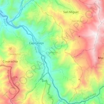 Mapa topográfico Capitanejo, altitud, relieve