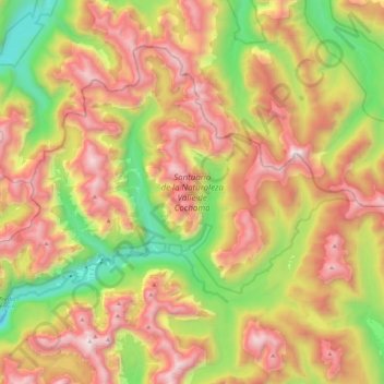 Mapa topográfico Santuario de la Naturaleza Valle de Cochamó, altitud, relieve