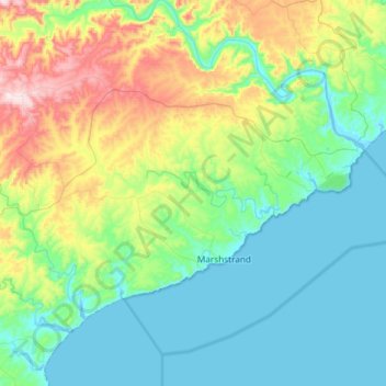 Mapa topográfico Great Kei Ward 6, altitud, relieve