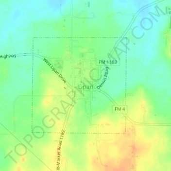 Mapa topográfico Lipan, altitud, relieve