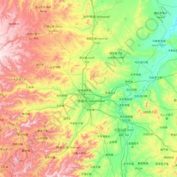 Mapa topográfico Songshan District, altitud, relieve