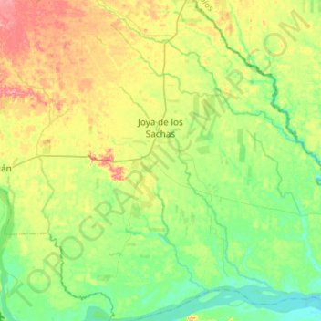 Mapa topográfico Joya de los Sachas, altitud, relieve