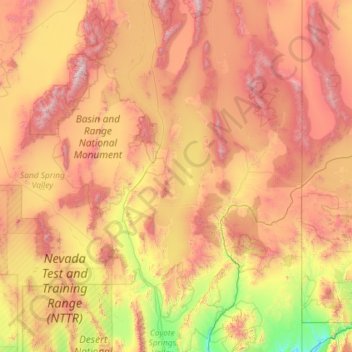 Mapa topográfico Lincoln County, altitud, relieve