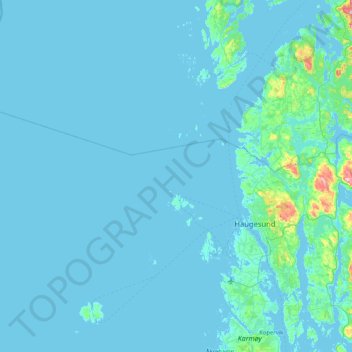 Mapa topográfico Haugesund, altitud, relieve