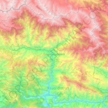 Mapa topográfico Gool-Gulabgarh, altitud, relieve