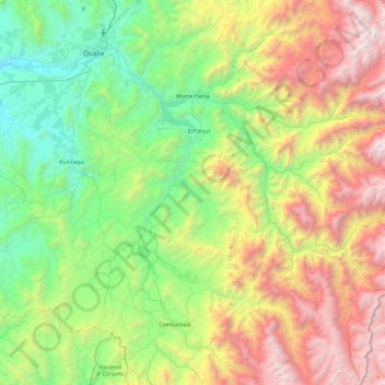 Mapa topográfico Monte Patria, altitud, relieve