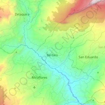 Mapa topográfico Berbeo, altitud, relieve