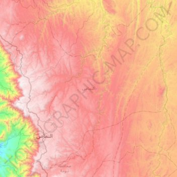 Mapa topográfico An Nimas, altitud, relieve