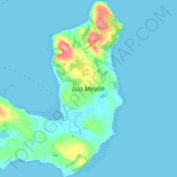 Mapa topográfico Isla Meulín, altitud, relieve