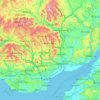 Mapa topográfico South Wales, altitud, relieve