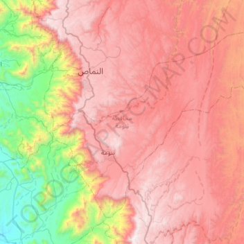 Mapa topográfico Tanumah, altitud, relieve