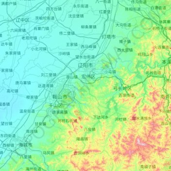 Mapa topográfico Liaoyang City, altitud, relieve