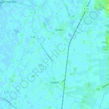 Mapa topográfico Cappel, altitud, relieve