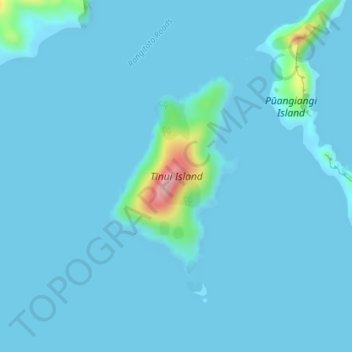 Mapa topográfico Tīnui Island, altitud, relieve