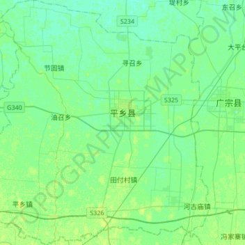 Mapa topográfico Pingxiang County, altitud, relieve