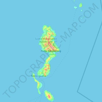 Mapa topográfico Talaud Islands, altitud, relieve