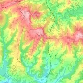 Mapa topográfico West Hoathly, altitud, relieve